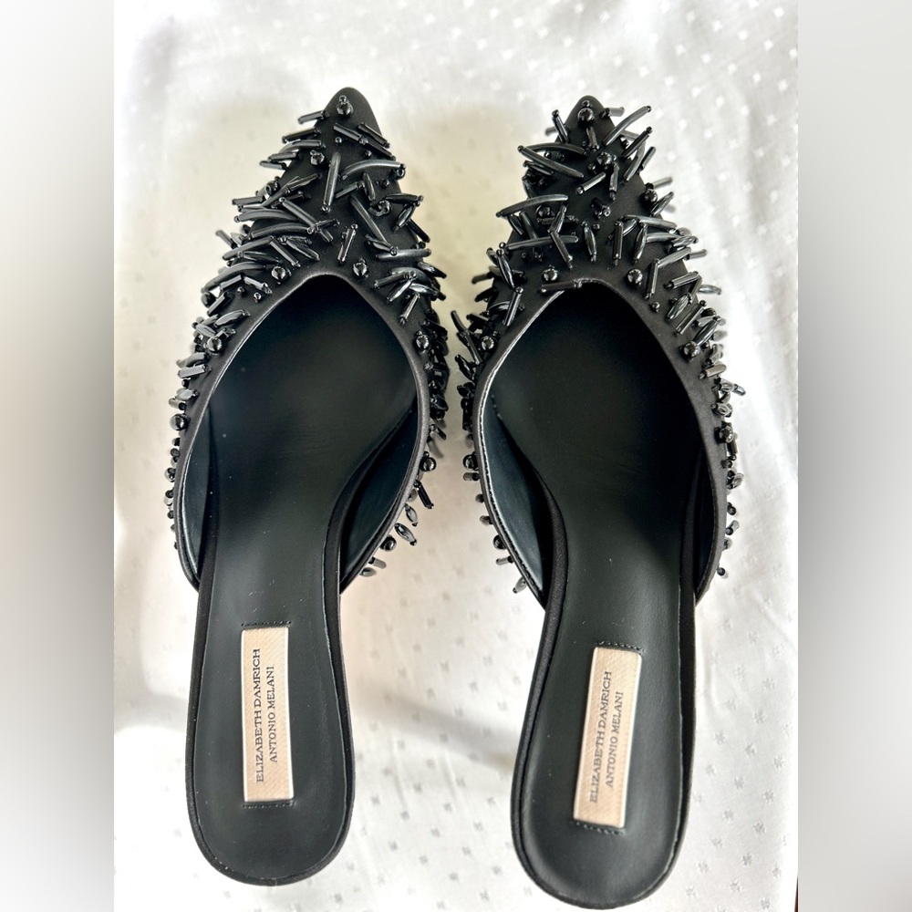 Stylish Black Embellished Mules with heels, Melani x Damrich - Picture 4 of 16